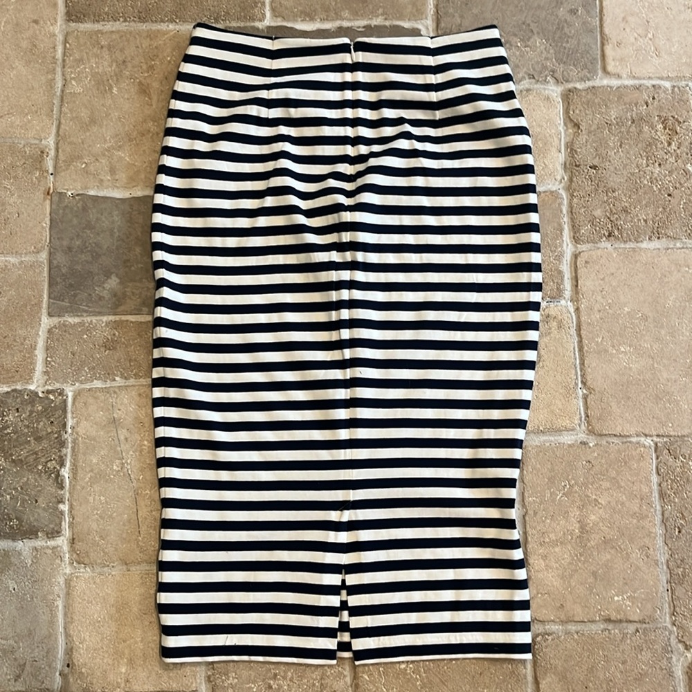 J. Crew Navy and White Midi Cotton Knit Skirt - Picture 5 of 5